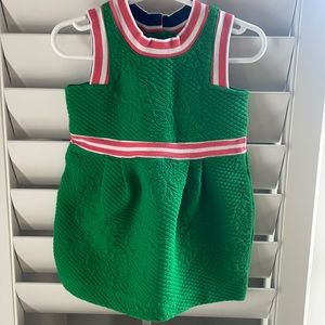 Janie & Jack green dress w pink trim 12-18M